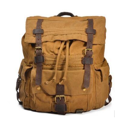 Military Canvas Leather Backpack